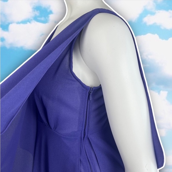 URSULA OF SWITZERLAND Vintage Asymmetrical Tiered Crepe Midi Dress 70s Wedding - Picture 6 of 9